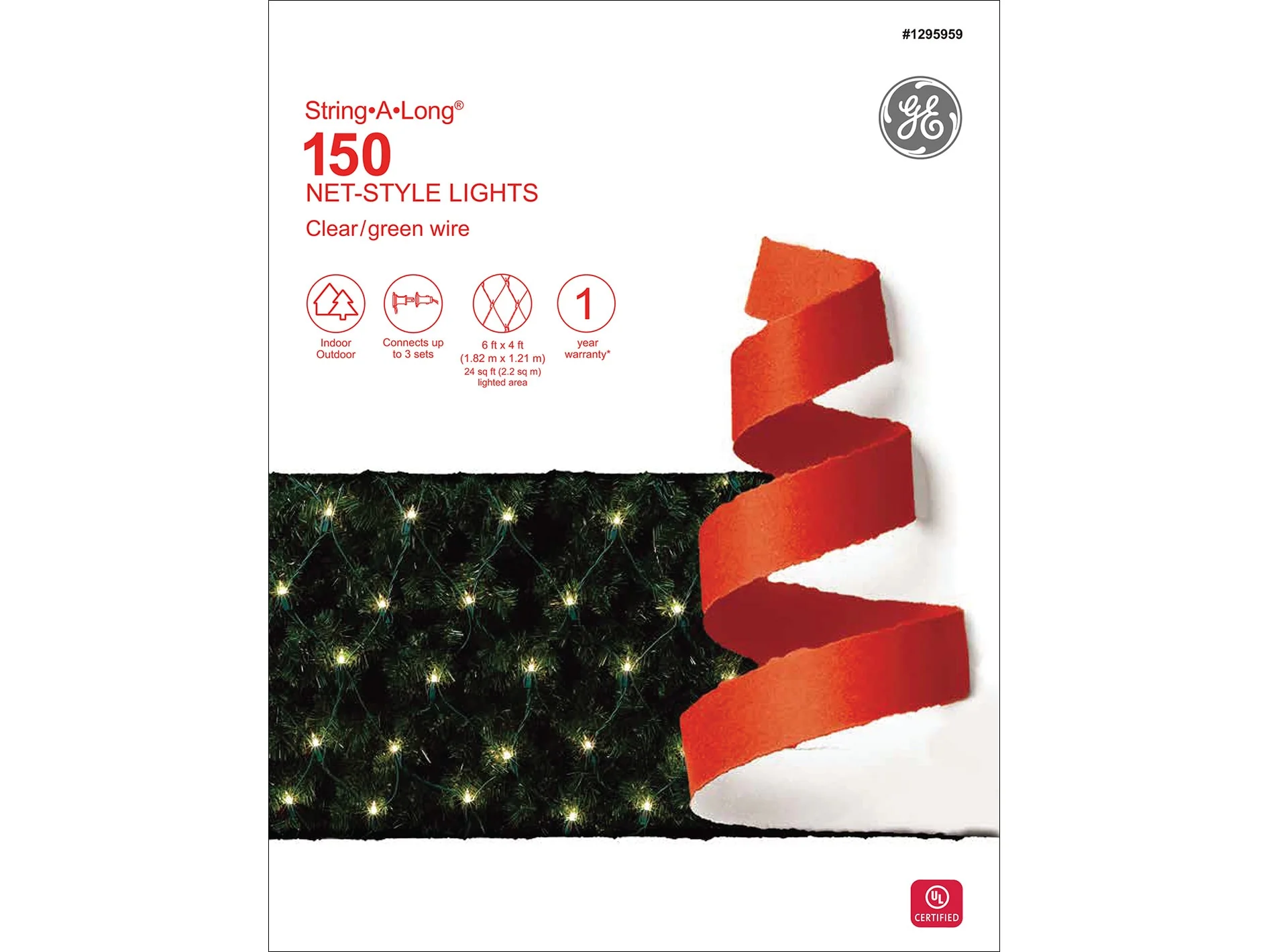 GE String-A-Long 6-ft x 4-ft Constant White Incandescent Mini Plug-In Christmas Net Lights - Image 7