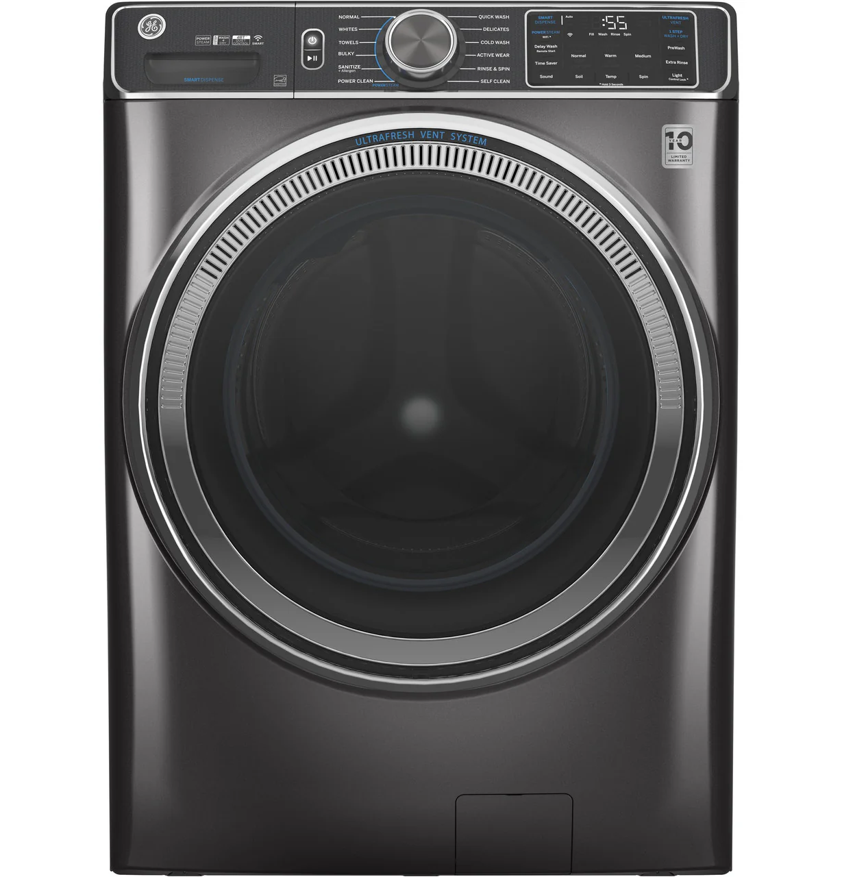 GE UltraFresh Vent System 5-cu ft Stackable Steam Cycle Front-Load Washer (White) ENERGY STAR