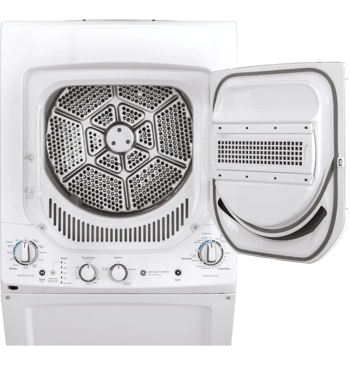 GE White Laundry Center with 2.3 cu. ft. Washer and 4.4 cu. ft. 240-Volt Vented Electric Dryer, GUD24ESSMWW - Image 2