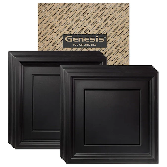 Genesis 2-ft x 2-ft Icon Coffer Black PVC Drop Ceiling Tile (1-Pack, 4-sq ft / Case) - Image 2