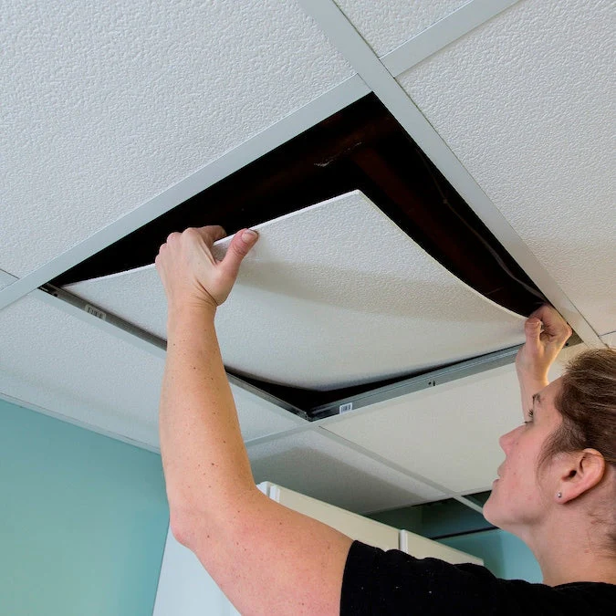Genesis 2-ft x 2-ft Stucco Pro Revealed Edge Black PVC Drop Ceiling Tile (1-Pack, 4-sq ft / Case) - Image 4