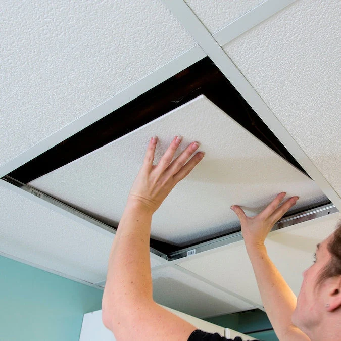 Genesis 4-ft x 2-ft Stucco Pro Black PVC Drop Ceiling Tile (1-Pack, 8-sq ft / Case) - Image 4