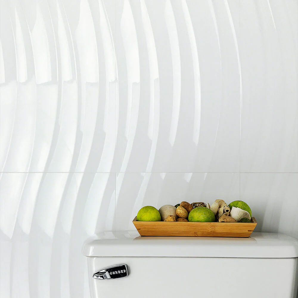 Gentle Waves White 12x36 Polished Ceramic Wall Tile