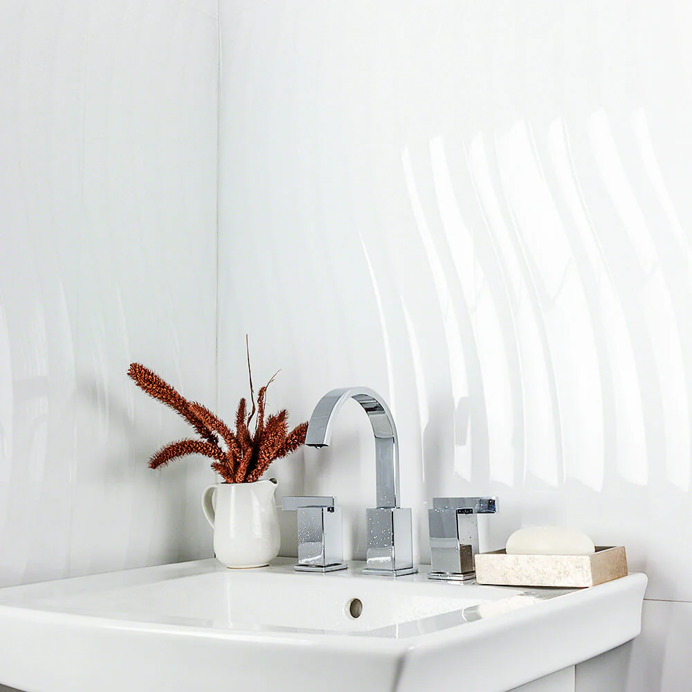 Gentle Waves White 12x36 Polished Ceramic Wall Tile - Image 2