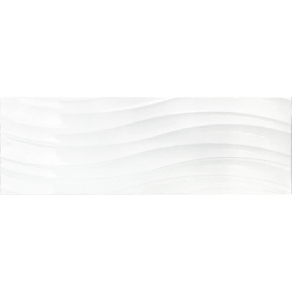 Gentle Waves White 12x36 Polished Ceramic Wall Tile - Image 4