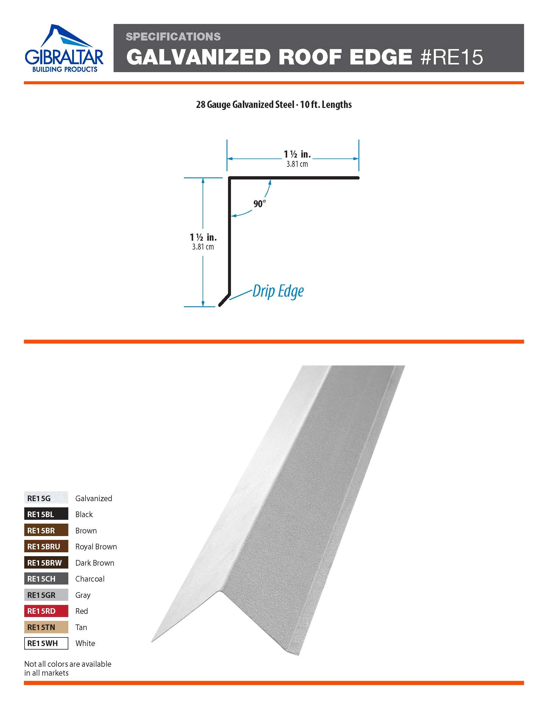 Gibraltar Building Products 1.5-in x 10-ft Silver Galvanized Steel Drip Edge (28-Gauge) - RE15G - Image 5
