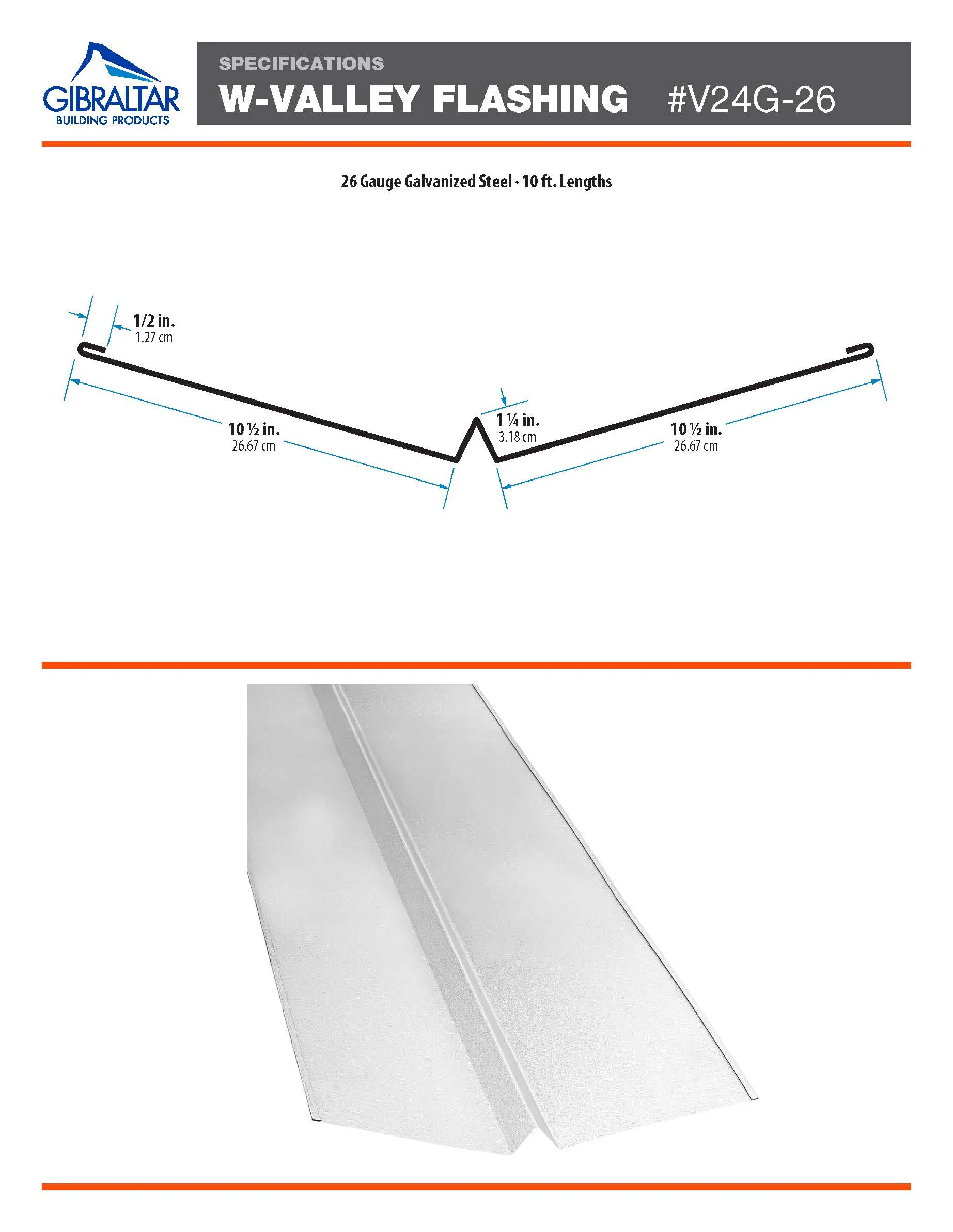 Gibraltar Building Products 24-in x 10-ft Sliver Stainless Steel W-Valley Drip Edge Flashing, 26-Gauge - Image 5