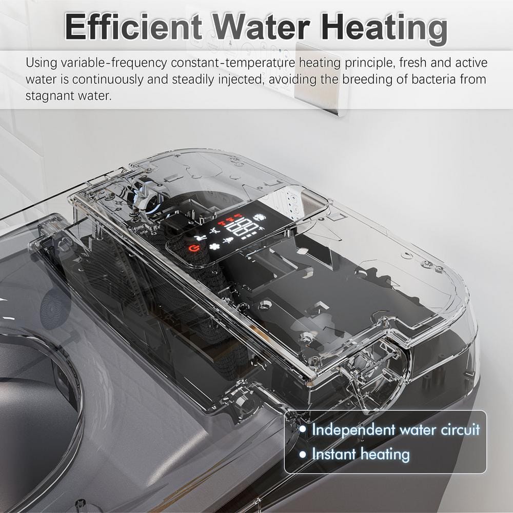 GIVING TREE Smart Toilet Bidet - 1.28 GPF Elongated with Auto Features - Matte Gray - Image 10