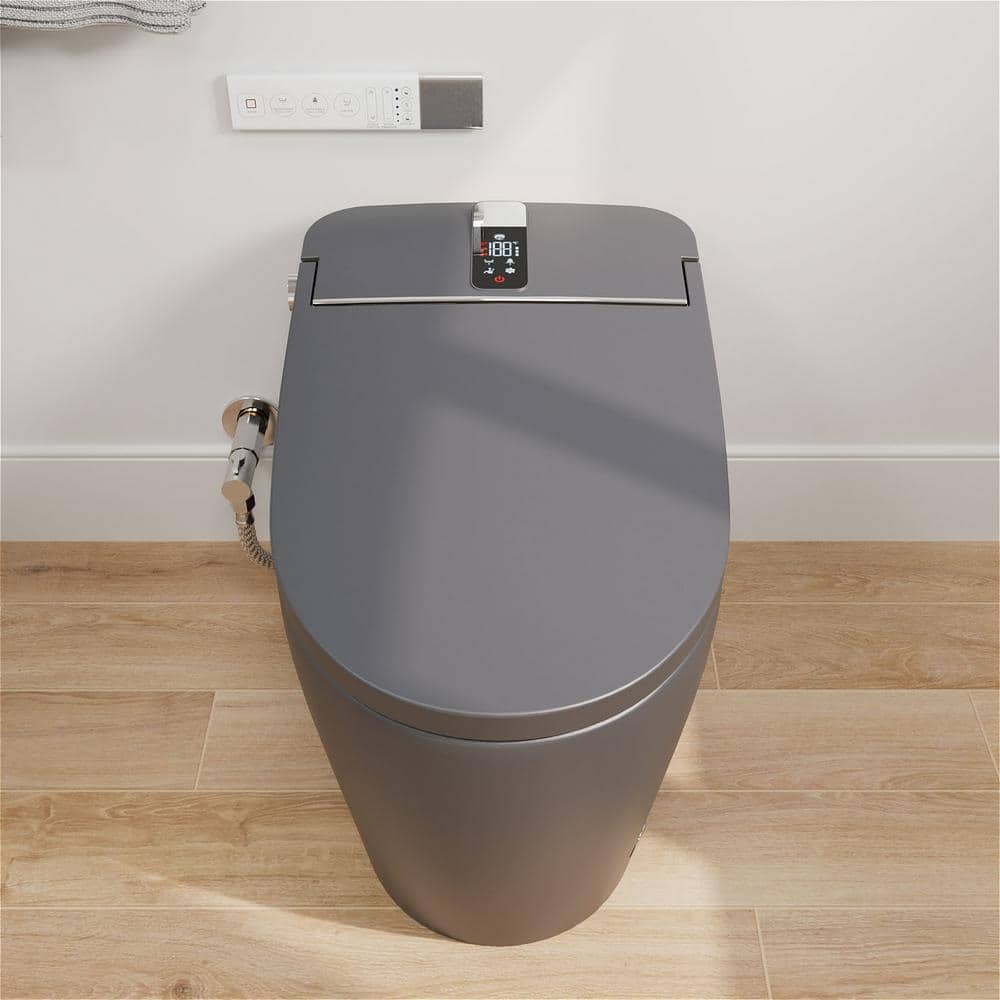 GIVING TREE Smart Toilet Bidet - 1.28 GPF Elongated with Auto Features - Matte Gray - Image 2