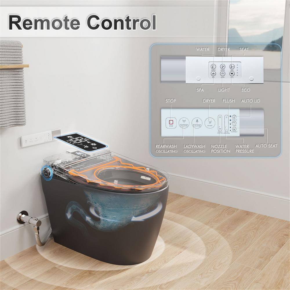 GIVING TREE Smart Toilet Bidet - 1.28 GPF Elongated with Auto Features - Matte Gray - Image 4