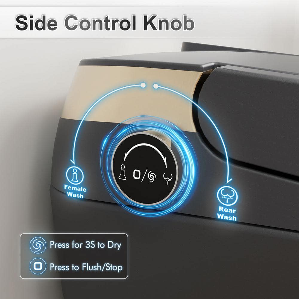 GIVING TREE Smart Toilet Bidet - 1.28 GPF Elongated with Auto Features - Matte Gray - Image 5