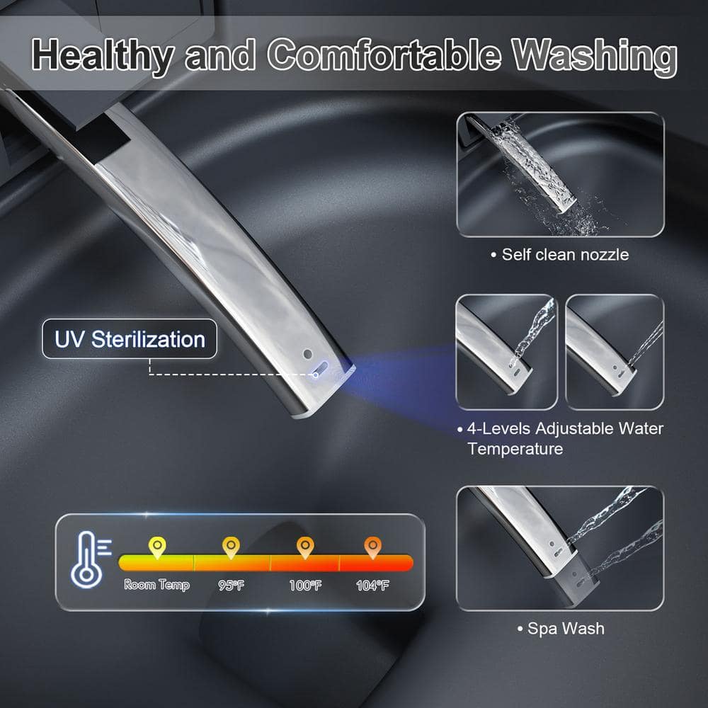 GIVING TREE Smart Toilet Bidet - 1.28 GPF Elongated with Auto Features - Matte Gray - Image 6