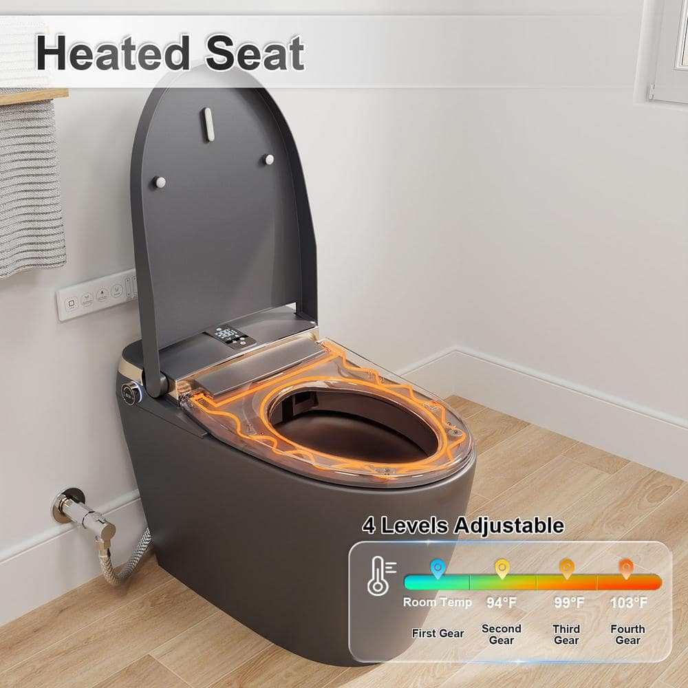 GIVING TREE Smart Toilet Bidet - 1.28 GPF Elongated with Auto Features - Matte Gray - Image 8