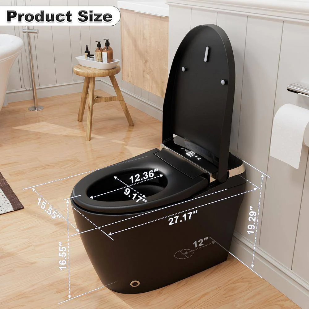GIVING TREE Smart Toilet Bidet GTAD1105MB - 1.28 GPF Elongated with Auto Flush, Heated Seat, Matte Black - Image 4