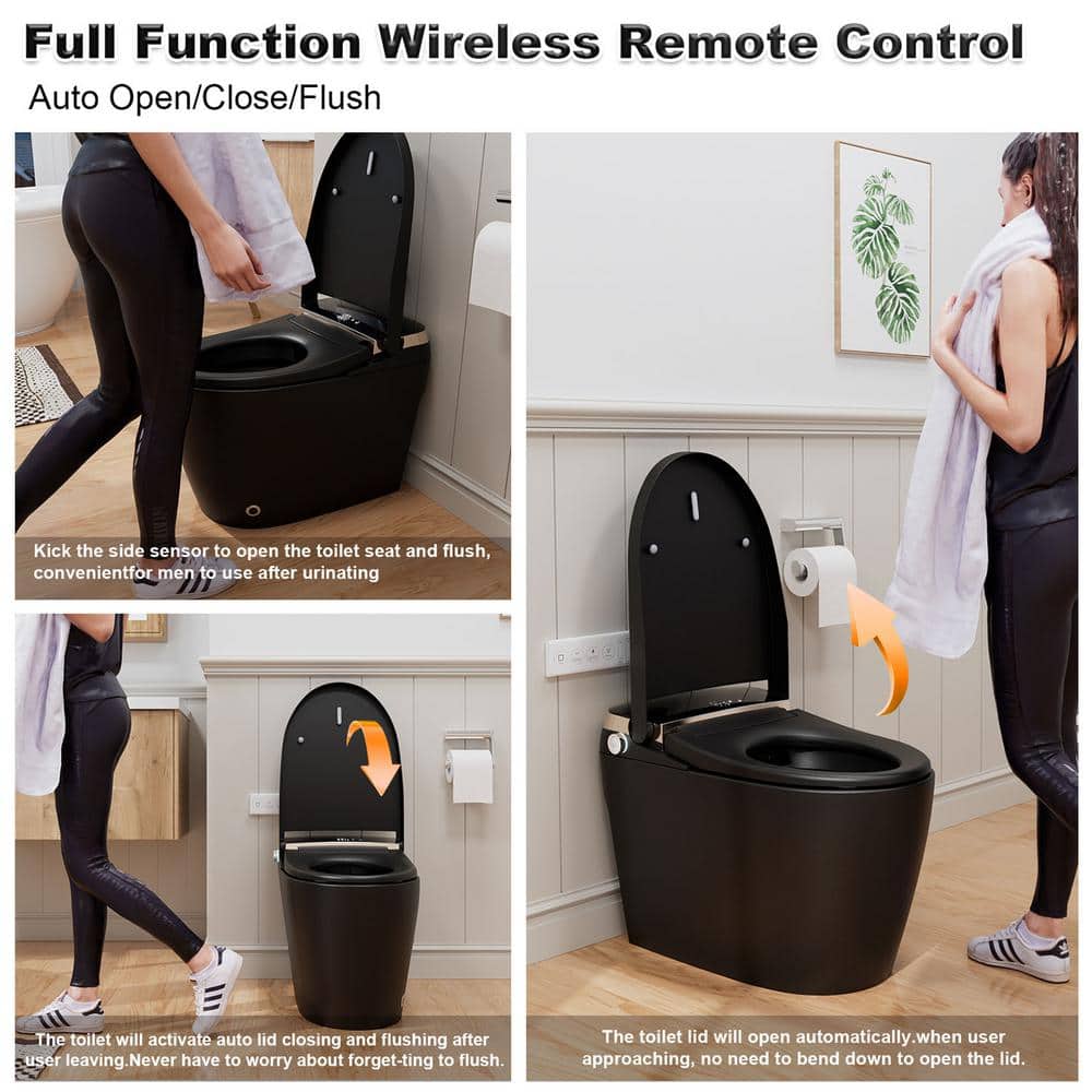 GIVING TREE Smart Toilet Bidet GTAD1105MB - 1.28 GPF Elongated with Auto Flush, Heated Seat, Matte Black - Image 5