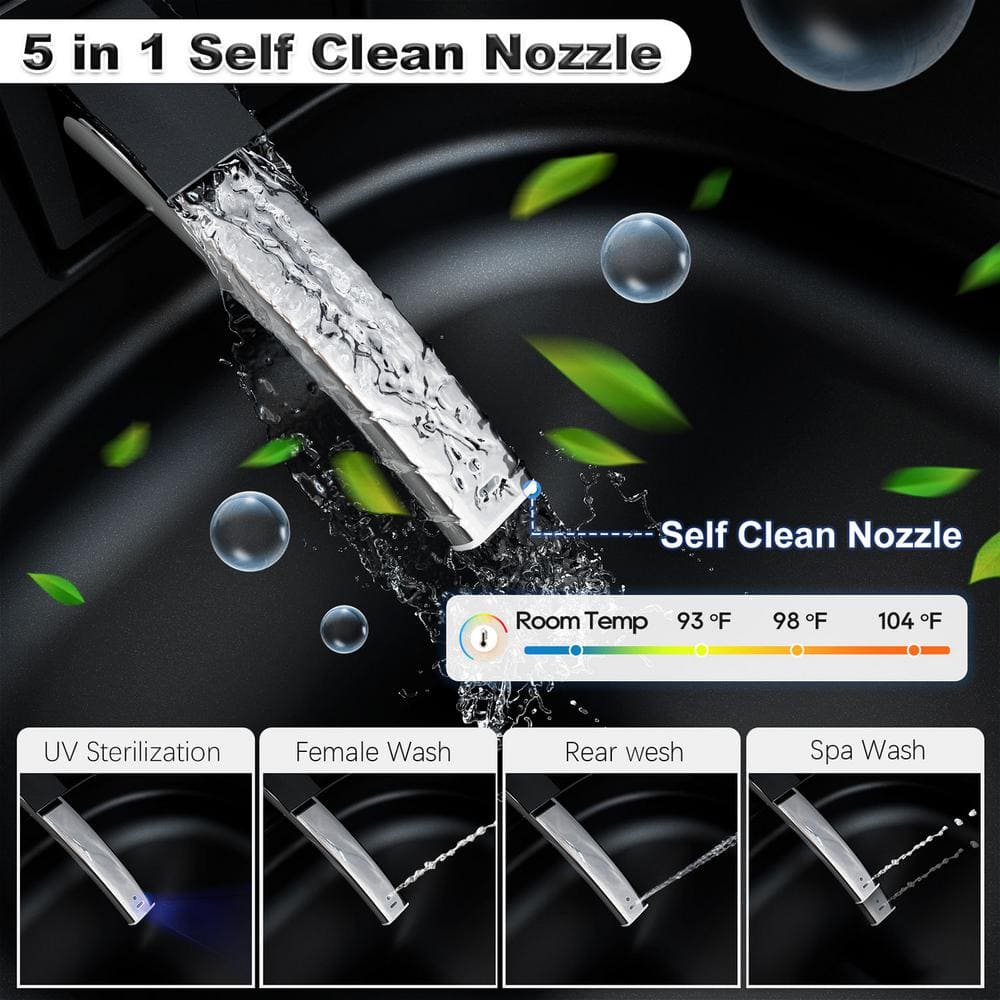 GIVING TREE Smart Toilet Bidet GTAD1105MB - 1.28 GPF Elongated with Auto Flush, Heated Seat, Matte Black - Image 7