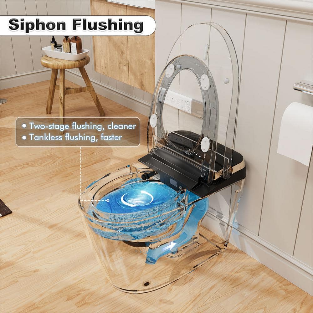 GIVING TREE Smart Toilet Bidet GTAD1105MB - 1.28 GPF Elongated with Auto Flush, Heated Seat, Matte Black - Image 9