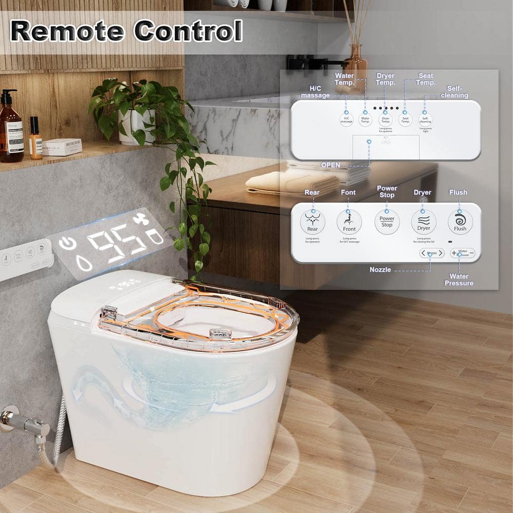 GIVING TREE Smart Toilet Bidet with 1.32 GPF Built-In Water Tank and Warm Air Dryer - Image 5