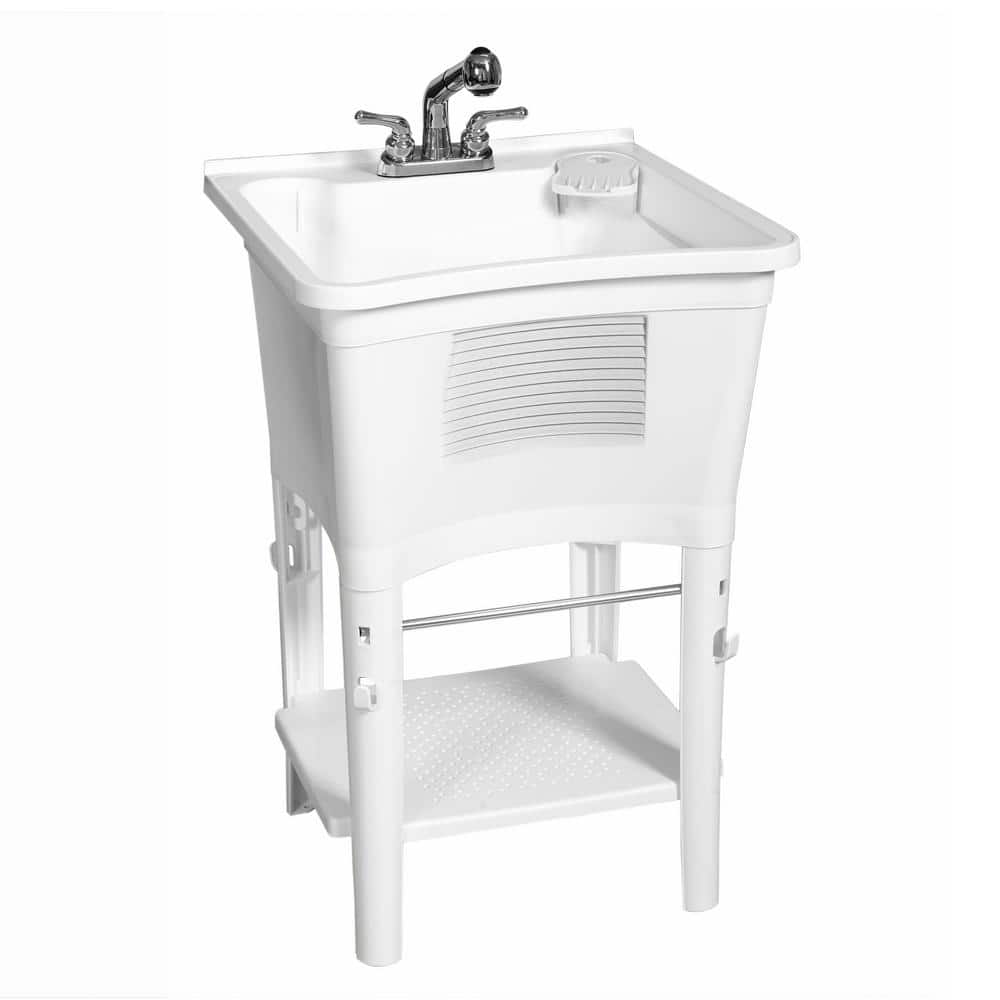 Glacier Bay 24.1 in. Laundry Sink Work Center with Pull-Out Faucet
