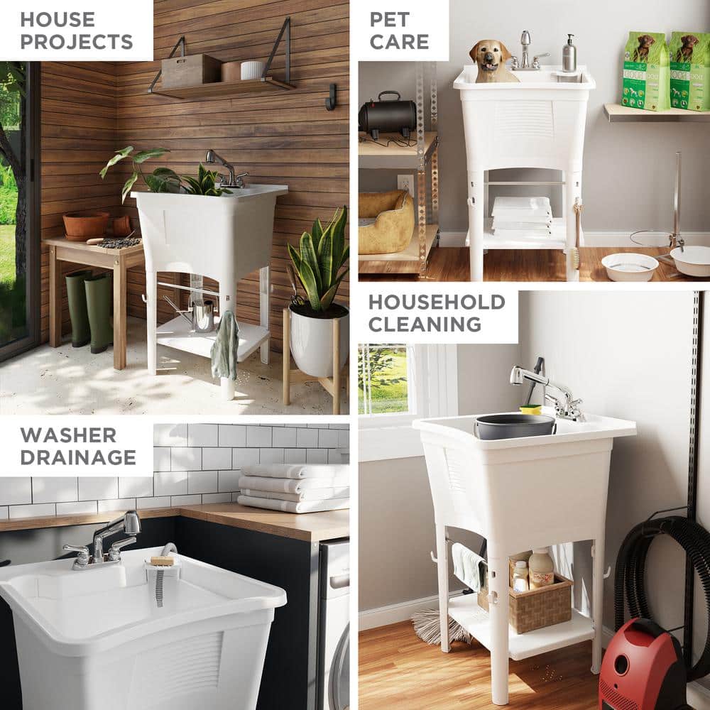 Glacier Bay 24.1 in. Laundry Sink Work Center with Pull-Out Faucet - Image 3