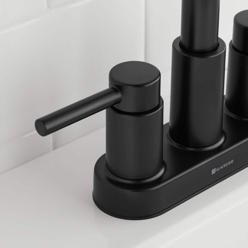 Glacier Bay Dorind 4 in. Centerset 2-Handle High-Arc Bathroom Faucet in Matte Black - Image 4