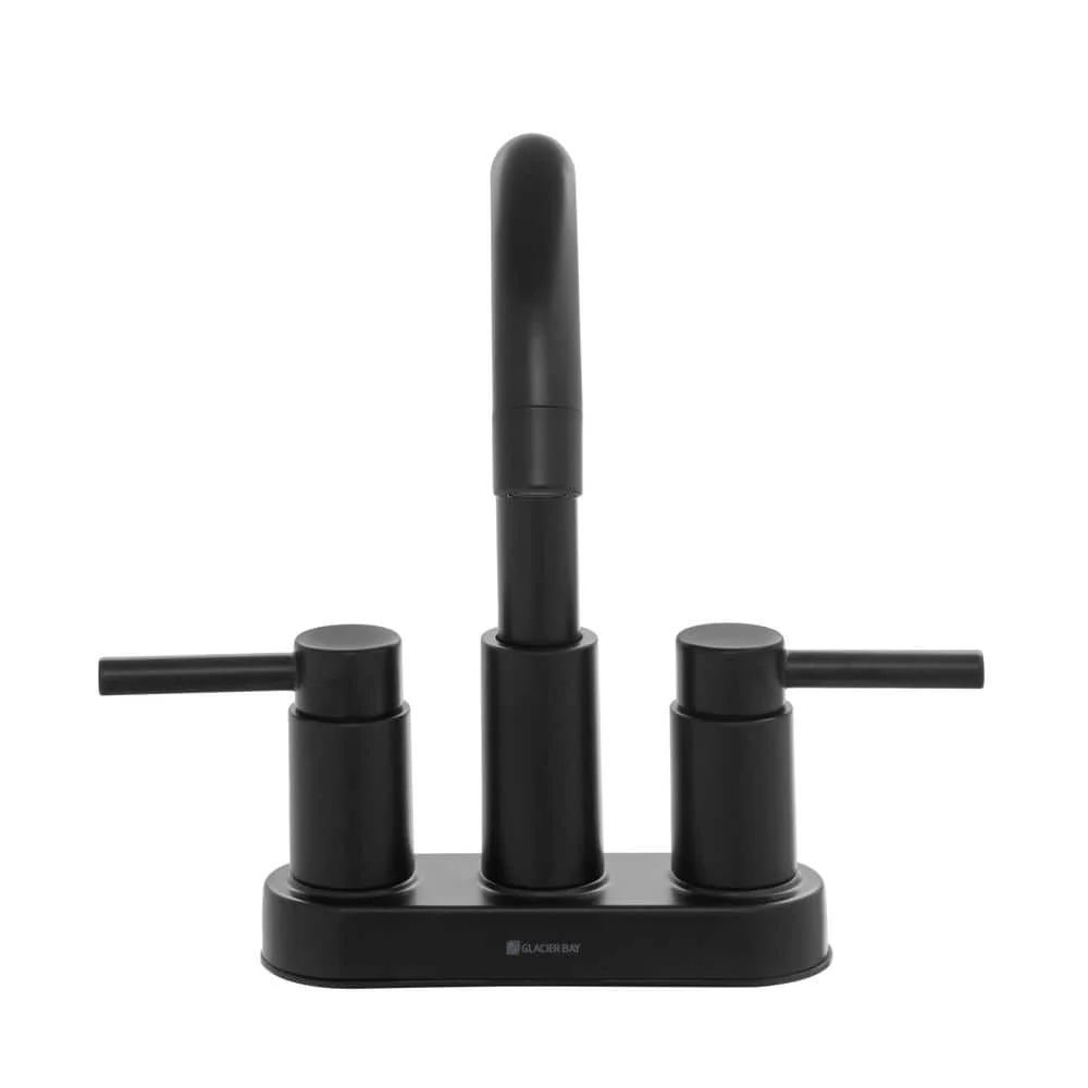 Glacier Bay Dorind 4 in. Centerset 2-Handle High-Arc Bathroom Faucet in Matte Black - Image 5