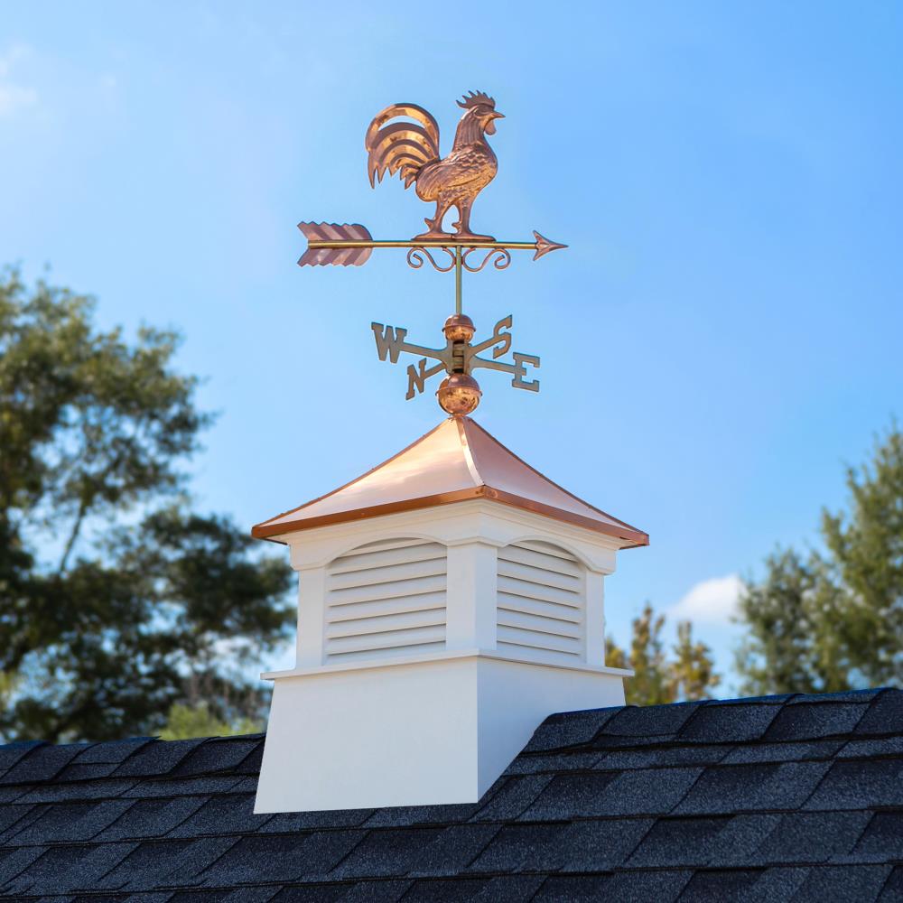 Good Directions Coventry Cupola with Copper Rooster Weathervane, 18-in x 22-in White Vinyl Cupola with 24-Gauge Copper Roof - Image 2