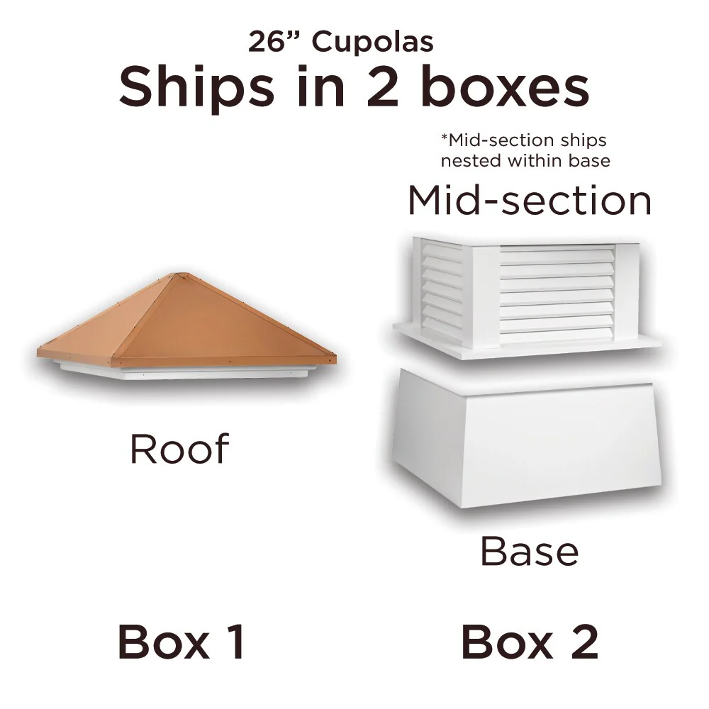 Good Directions Manchester Cupola with Copper Eagle Weathervane, 26-in x 58-in, White Vinyl with 24-Gauge Copper Roof - Image 7