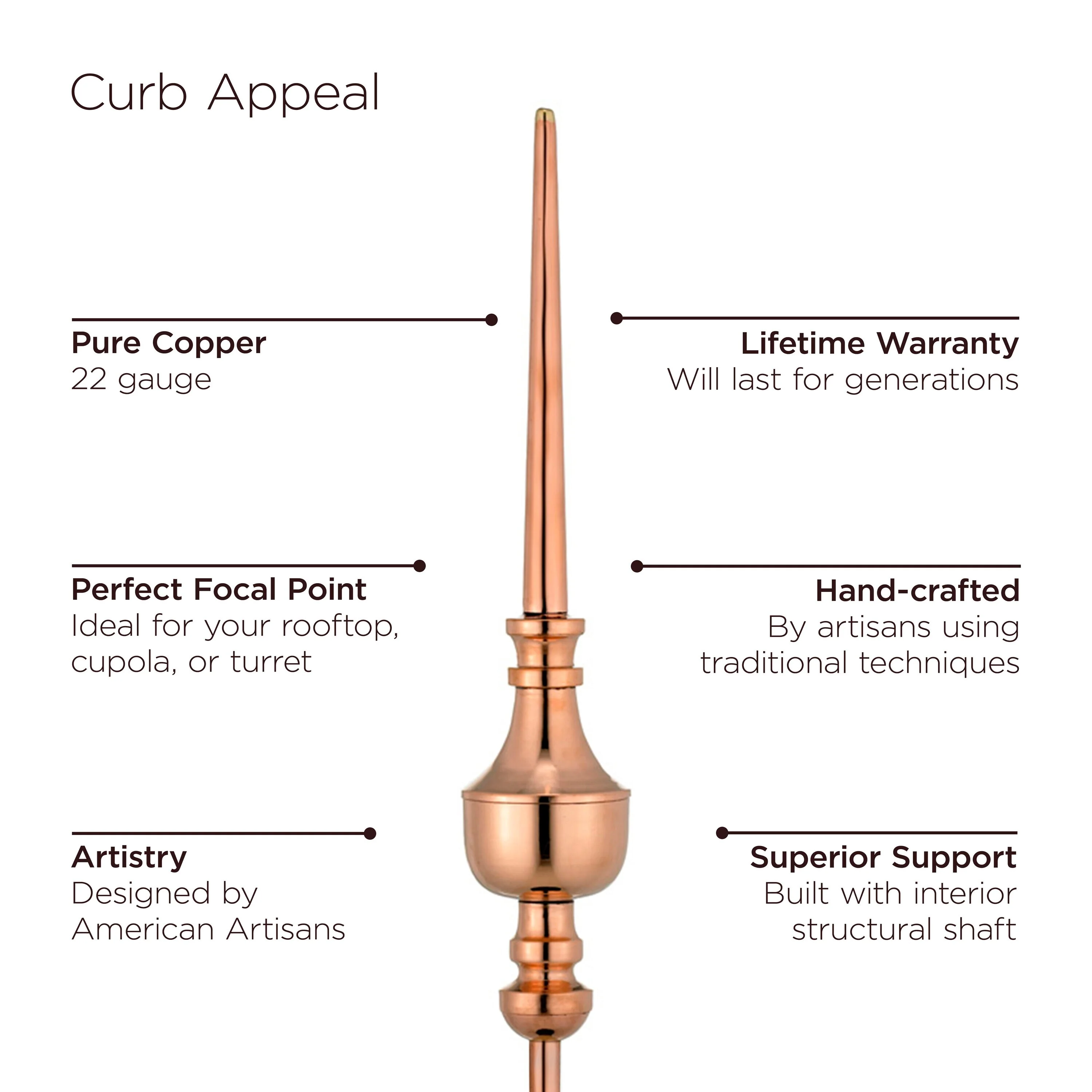 Good Directions Manchester Cupola with Copper Finial, 30-in W x 67-in H, White PVC-Vinyl with 24-Ga Copper Roof - Image 8