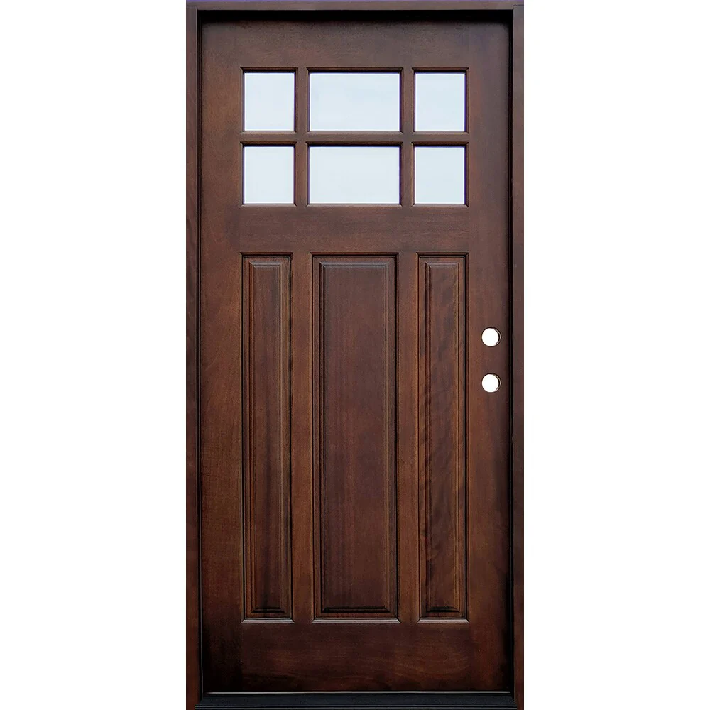 Greatview Doors 36-in x 80-in Mahogany Craftsman Front Door with Clear Glass