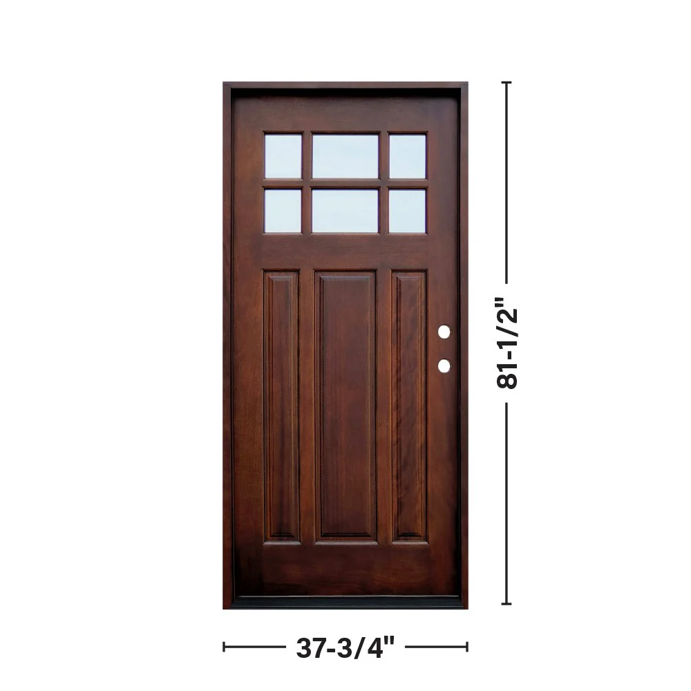 Greatview Doors 36-in x 80-in Mahogany Craftsman Front Door with Clear Glass - Image 3
