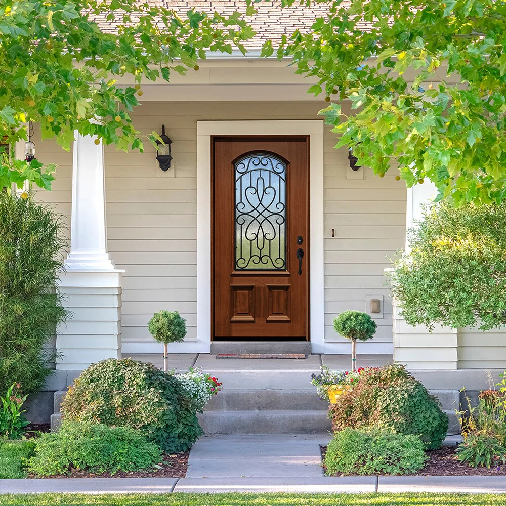 Greatview Doors 36-in x 80-in Mahogany Prehung Front Door with Privacy Glass - Image 2