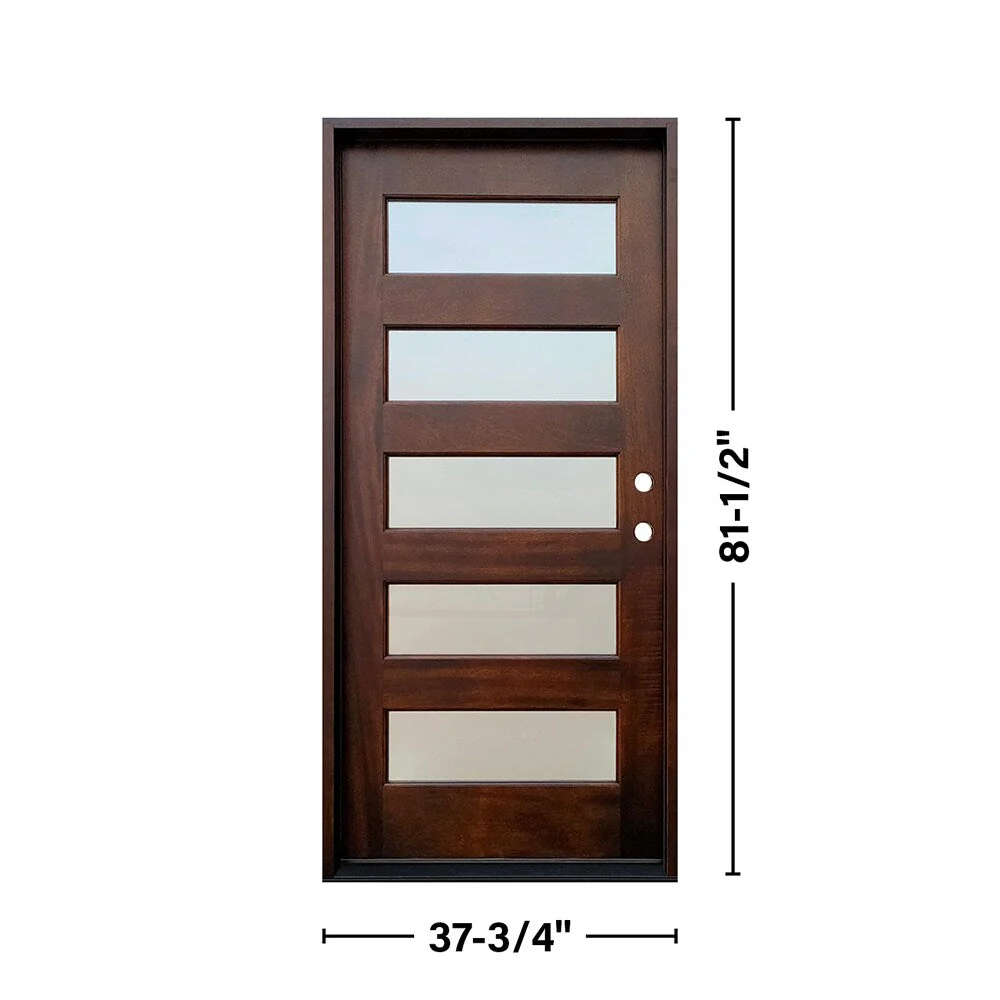 Greatview Doors 36-in x 80-in Mahogany Stained Prehung Front Door with Frosted Glass - Image 3