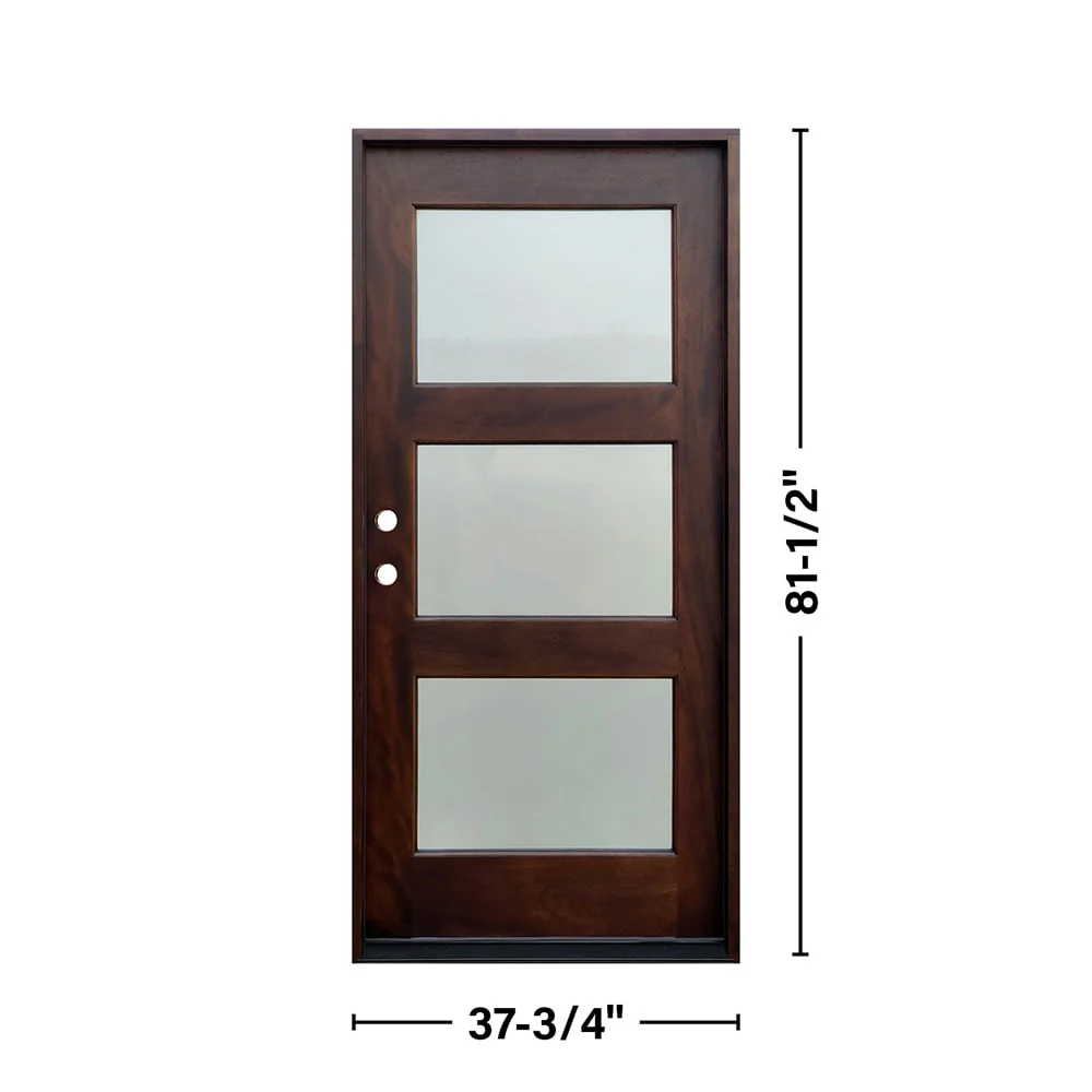 Greatview Doors 36-in x 80-in Mahogany Stained Prehung Single Front Door with Frosted Glass - Image 3