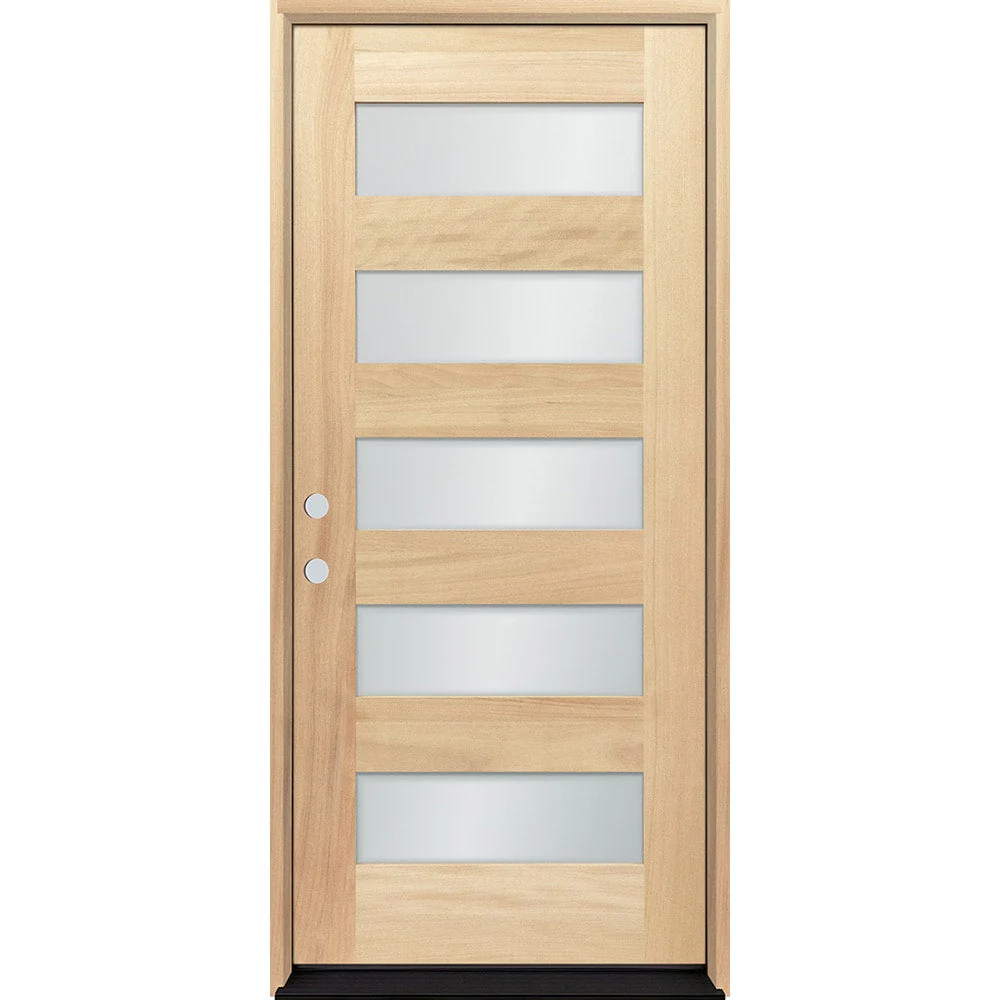 Greatview Doors 36x80 Mahogany Full Lite Prehung Entry Door with Frosted Glass