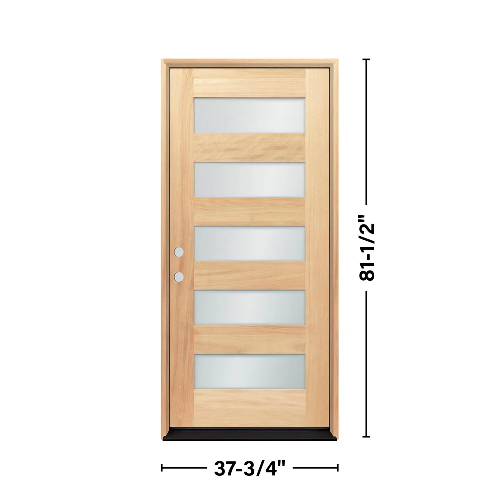 Greatview Doors 36x80 Mahogany Full Lite Prehung Entry Door with Frosted Glass - Image 3