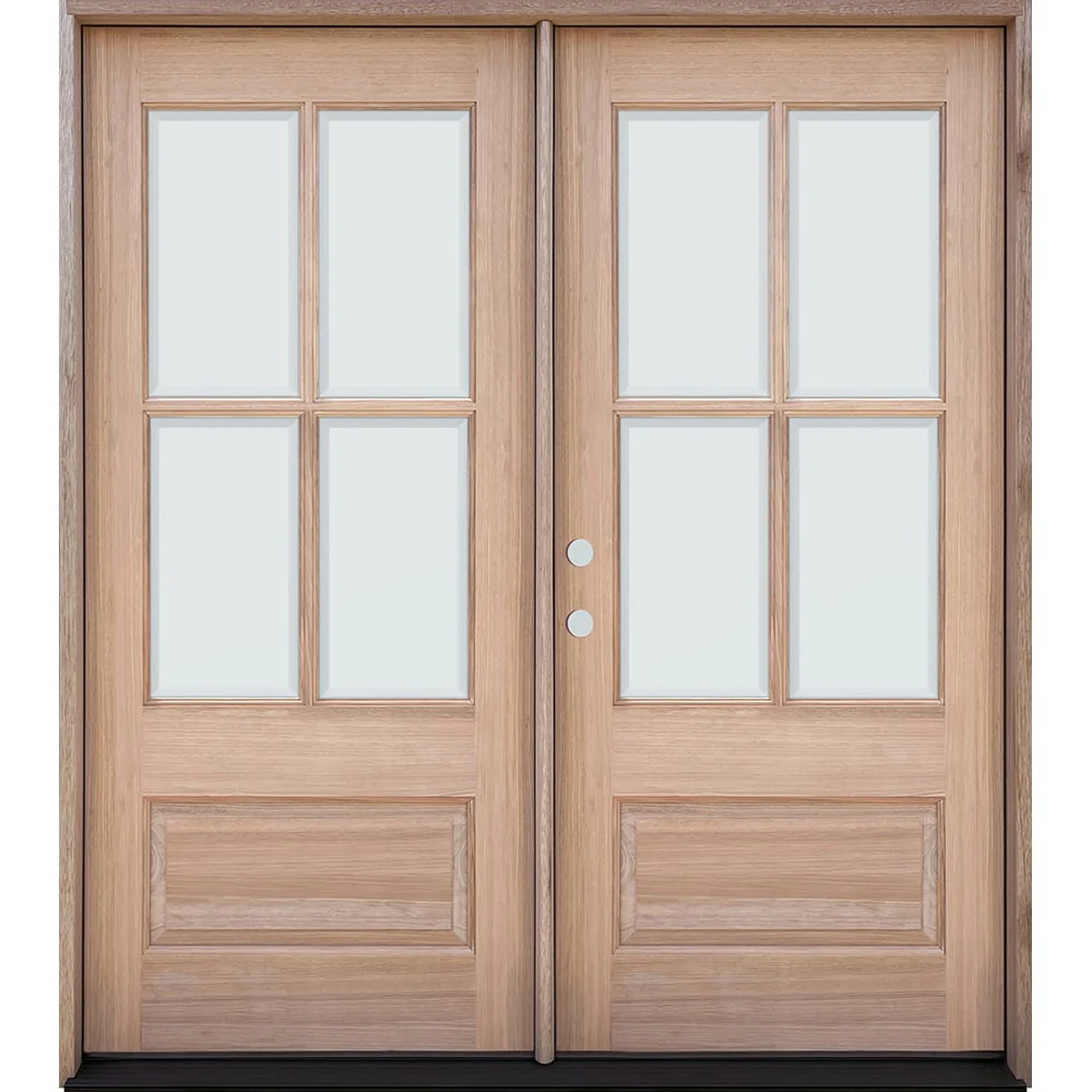 Greatview Doors 60-in x 80-in Mahogany 3/4 Lite Prehung Double Front Door