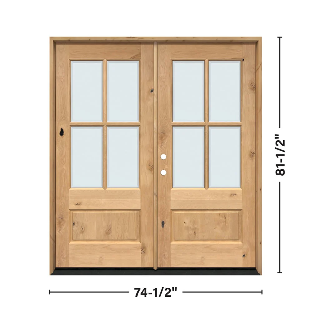 Greatview Doors Knotty Alder Prehung Double Door 72x80 Wood with Clear Glass - Image 3