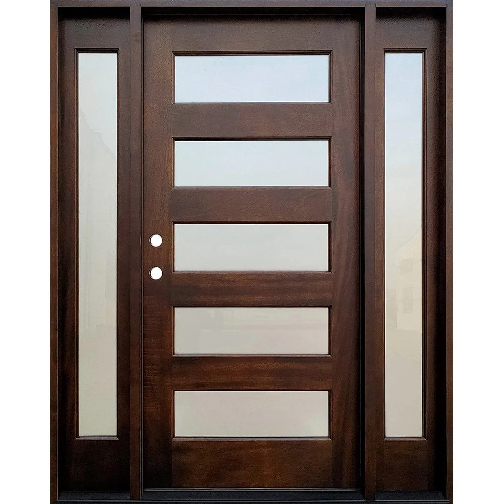 Greatview Doors Mahogany Stained Prehung Single Front Door with Sidelights