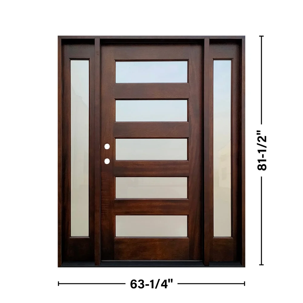 Greatview Doors Mahogany Stained Prehung Single Front Door with Sidelights - Image 3