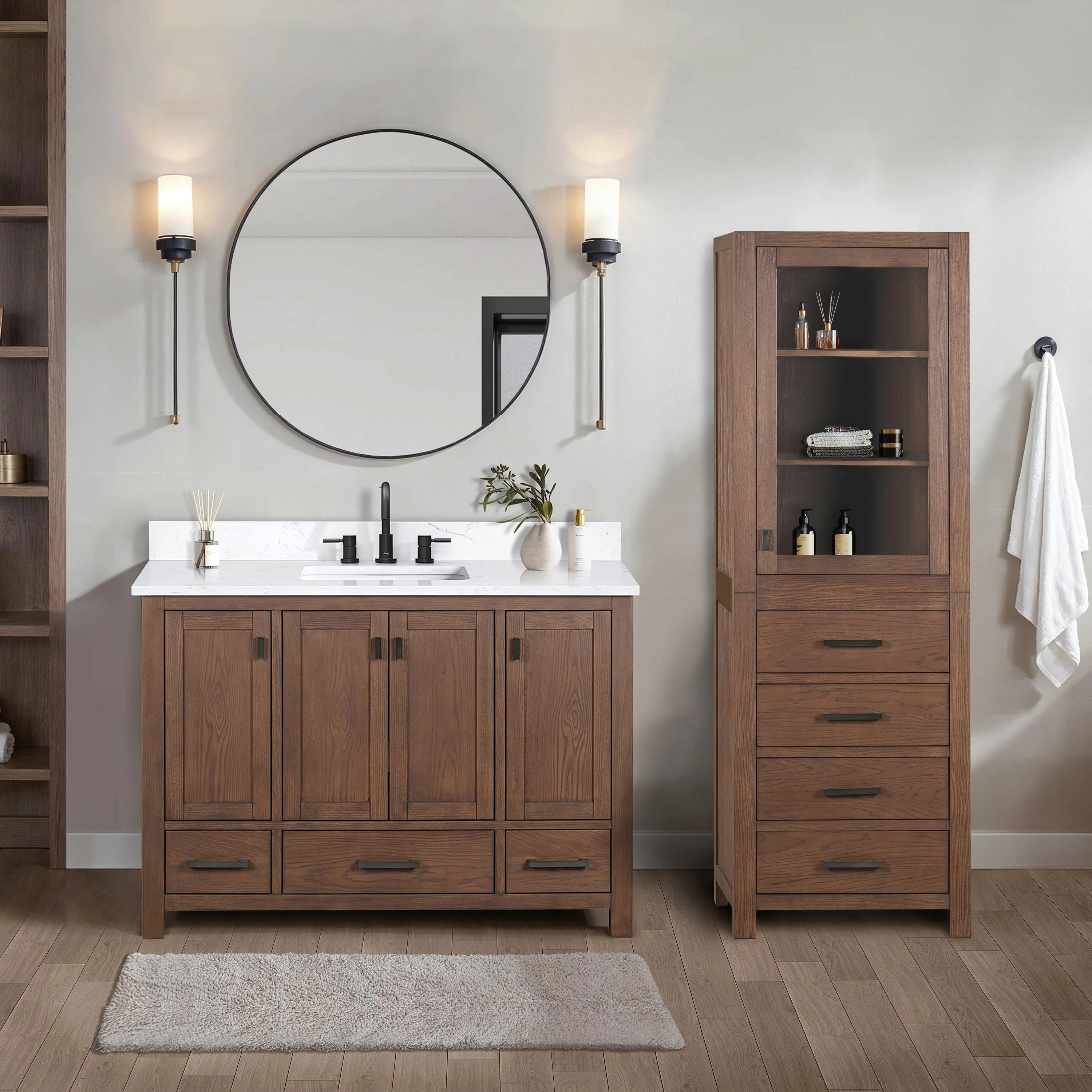 Avanity Modero 24"W x 20"D x 71"H White Bathroom Linen Cabinet - Image 5