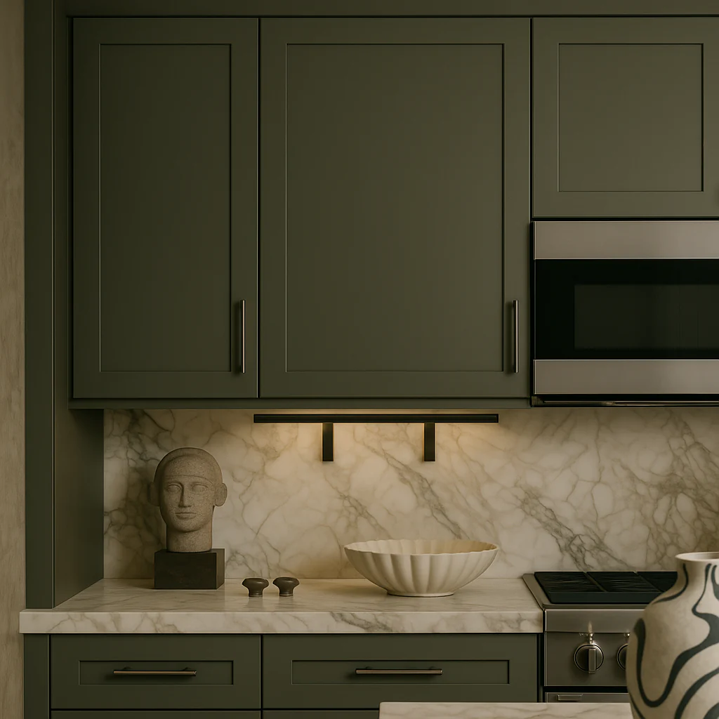 Hampton Bay Avondale 18 in. W x 12 in. D x 36 in. H Ready to Assemble Plywood Shaker Wall Kitchen Cabinet in Fern Green - Image 2