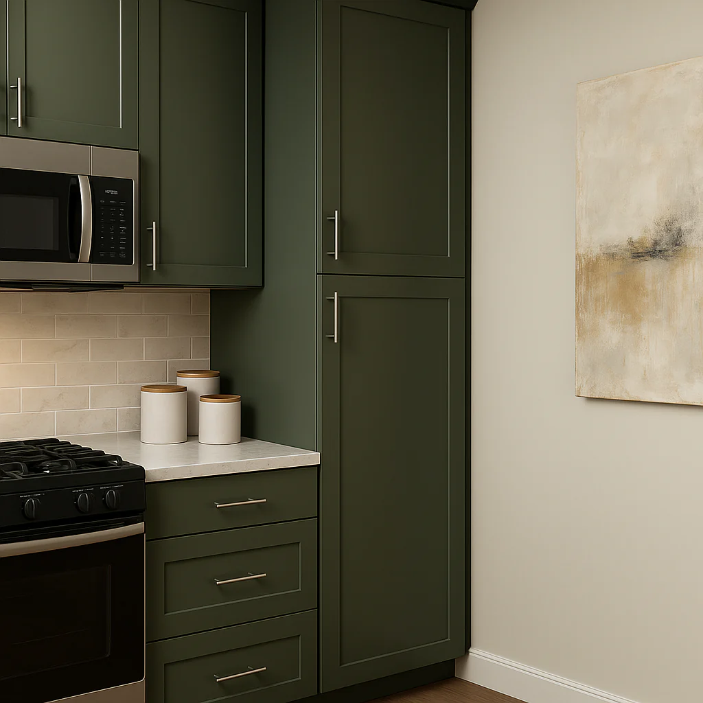 Hampton Bay Avondale 18 in. W x 24 in. D x 84 in. H Ready to Assemble Plywood Shaker Pantry Kitchen Cabinet in Fern Green - Image 3