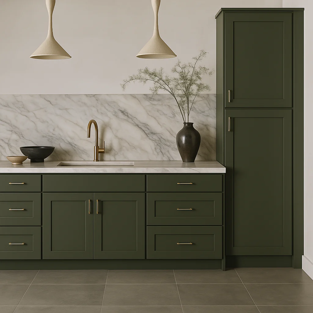 Hampton Bay Avondale 18 in. W x 24 in. D x 84 in. H Ready to Assemble Plywood Shaker Pantry Kitchen Cabinet in Fern Green - Image 4