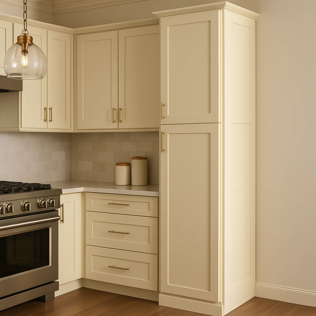Hampton Bay Avondale 18 in. W x 24 in. D x 84 in. H Ready to Assemble Shaker Pantry Cabinet in Antique White - Image 4