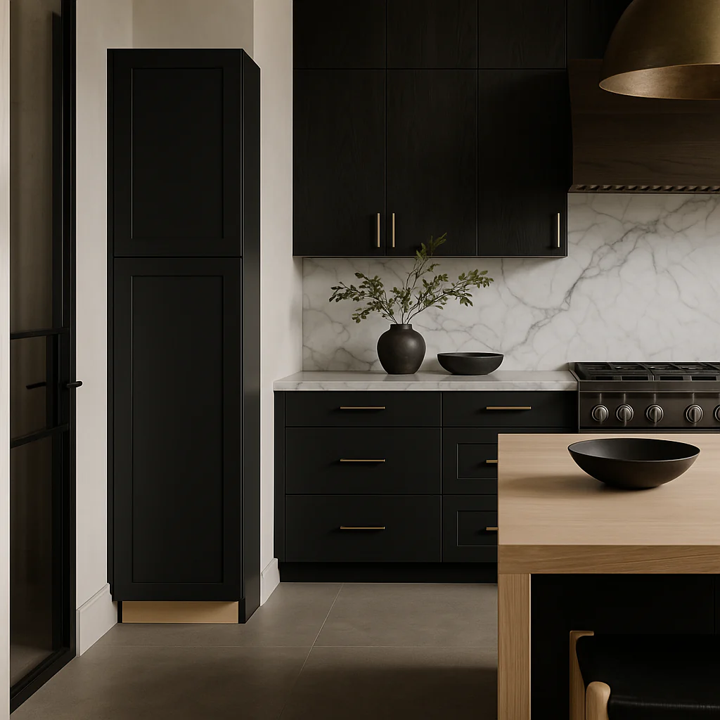 Hampton Bay Avondale 18 in. W x 24 in. D x 84 in. H Shaker Pantry Cabinet in Raven Black - Image 2