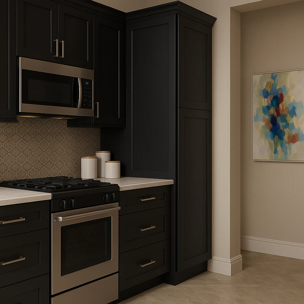Hampton Bay Avondale 18 in. W x 24 in. D x 84 in. H Shaker Pantry Cabinet in Raven Black - Image 4