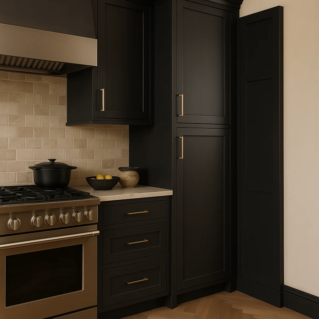Hampton Bay Avondale 18 in. W x 24 in. D x 90 in. H Ready to Assemble Shaker Pantry Cabinet in Raven Black - Image 3