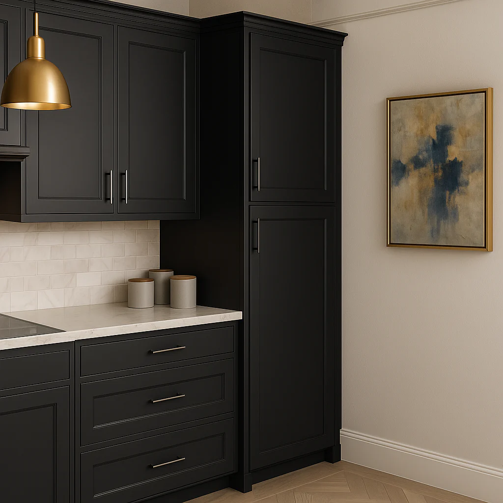 Hampton Bay Avondale 18 in. W x 24 in. D x 90 in. H Ready to Assemble Shaker Pantry Cabinet in Raven Black - Image 4