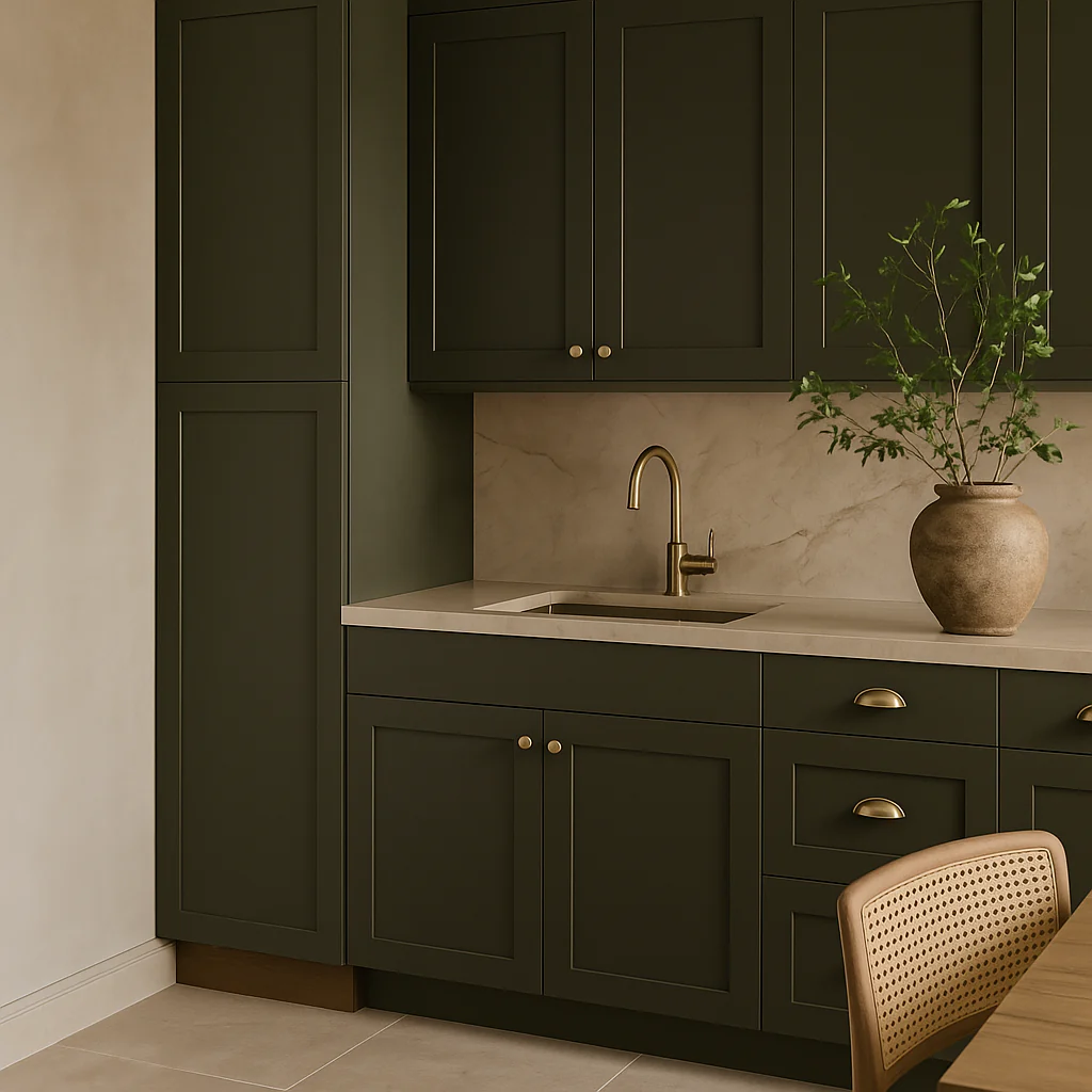 Hampton Bay Avondale 18 in. W x 24 in. D x 96 in. H Shaker Pantry Cabinet in Fern Green - Image 3